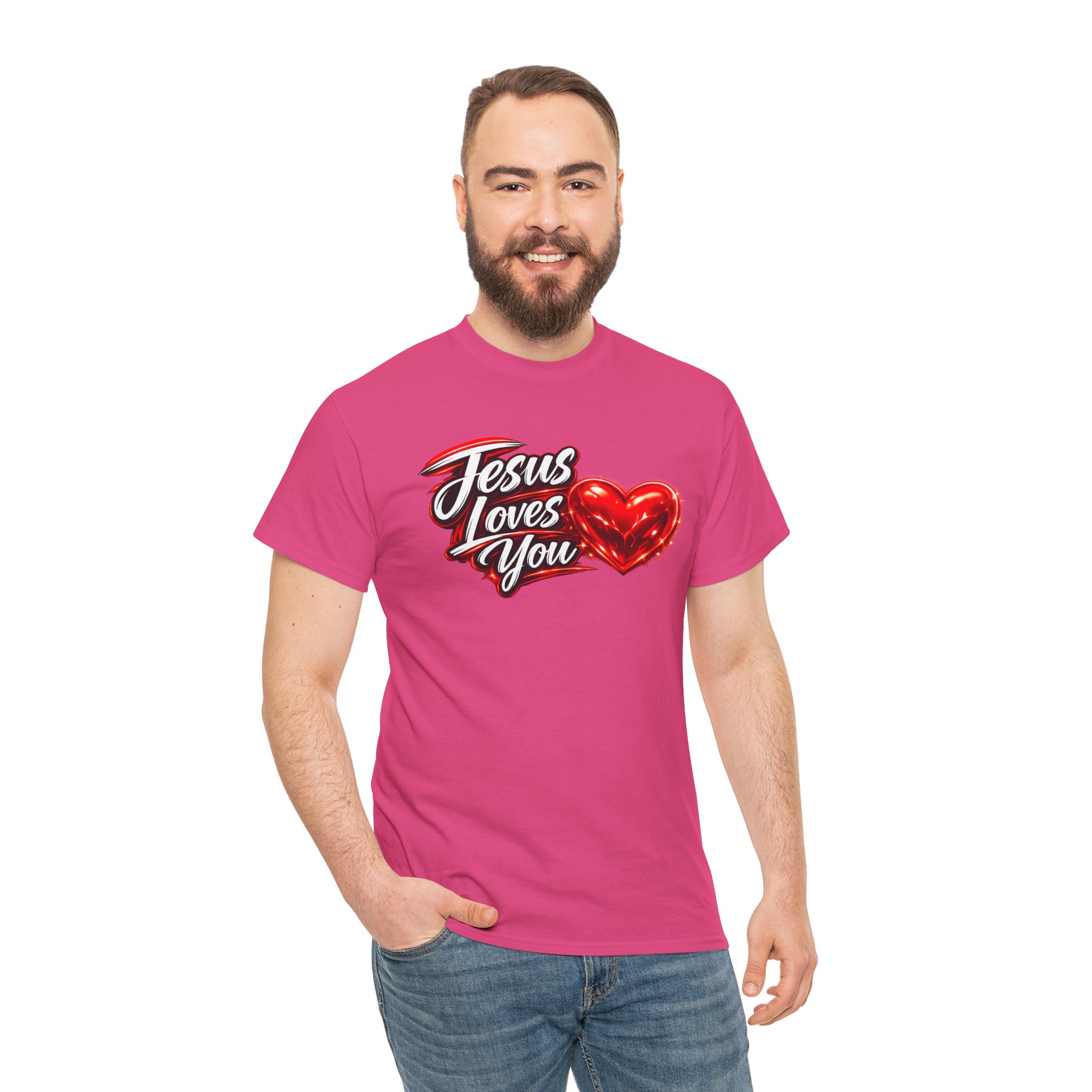 Jesus Loves You — Heart Design Tee - Image 65