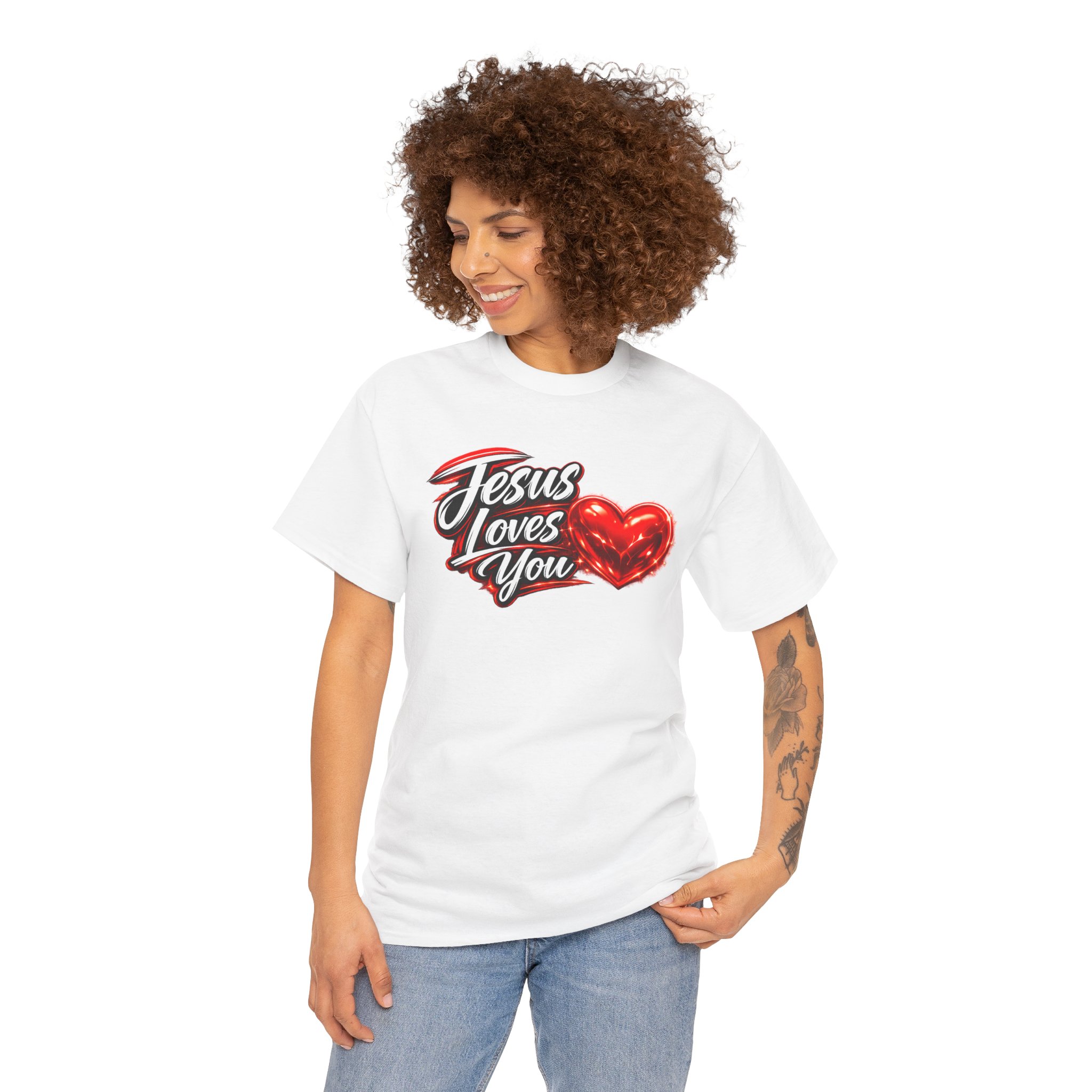Jesus Loves You — Heart Design Tee - Image 10