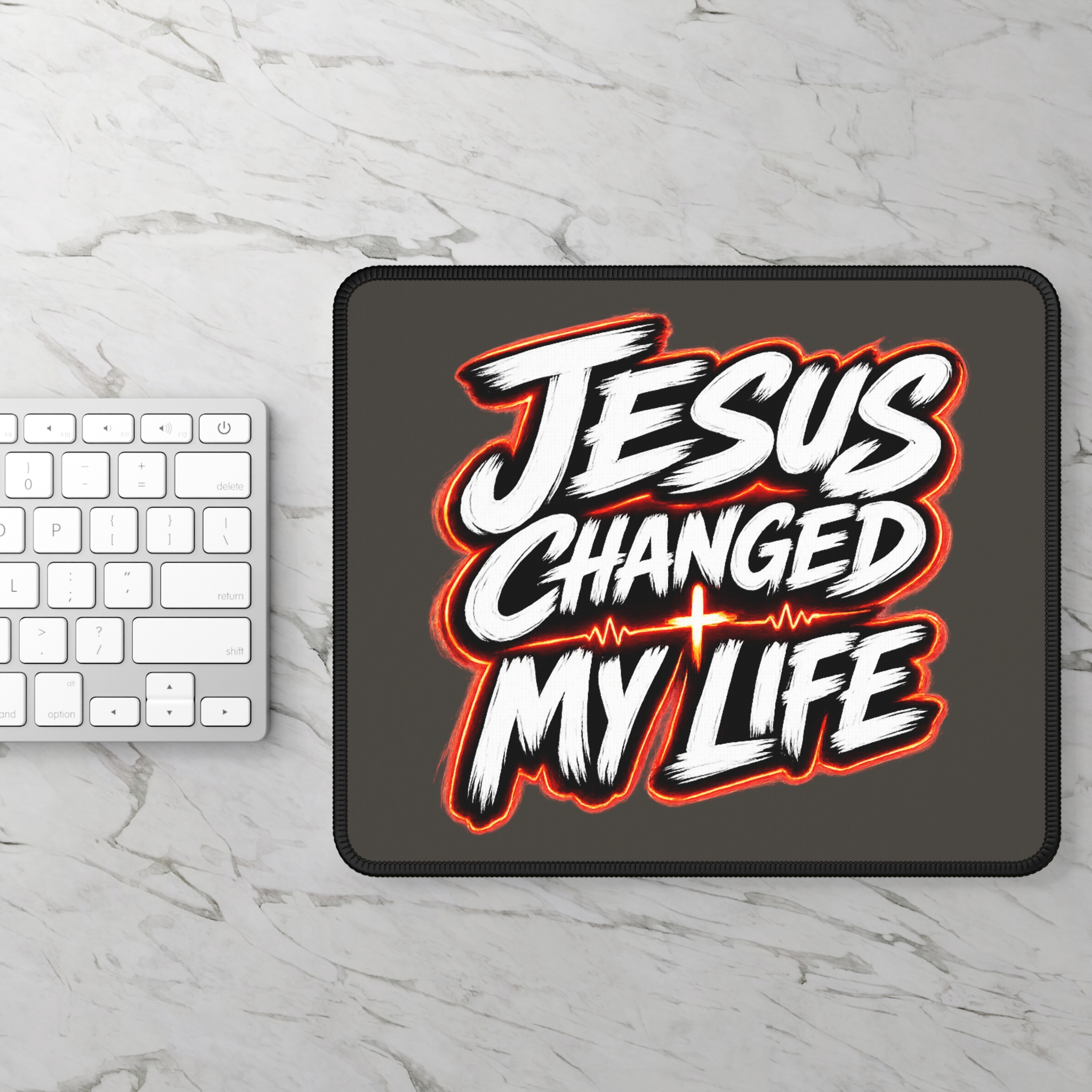 Jesus Changed My Life — Testimony Flame Mouse Pad - Image 2