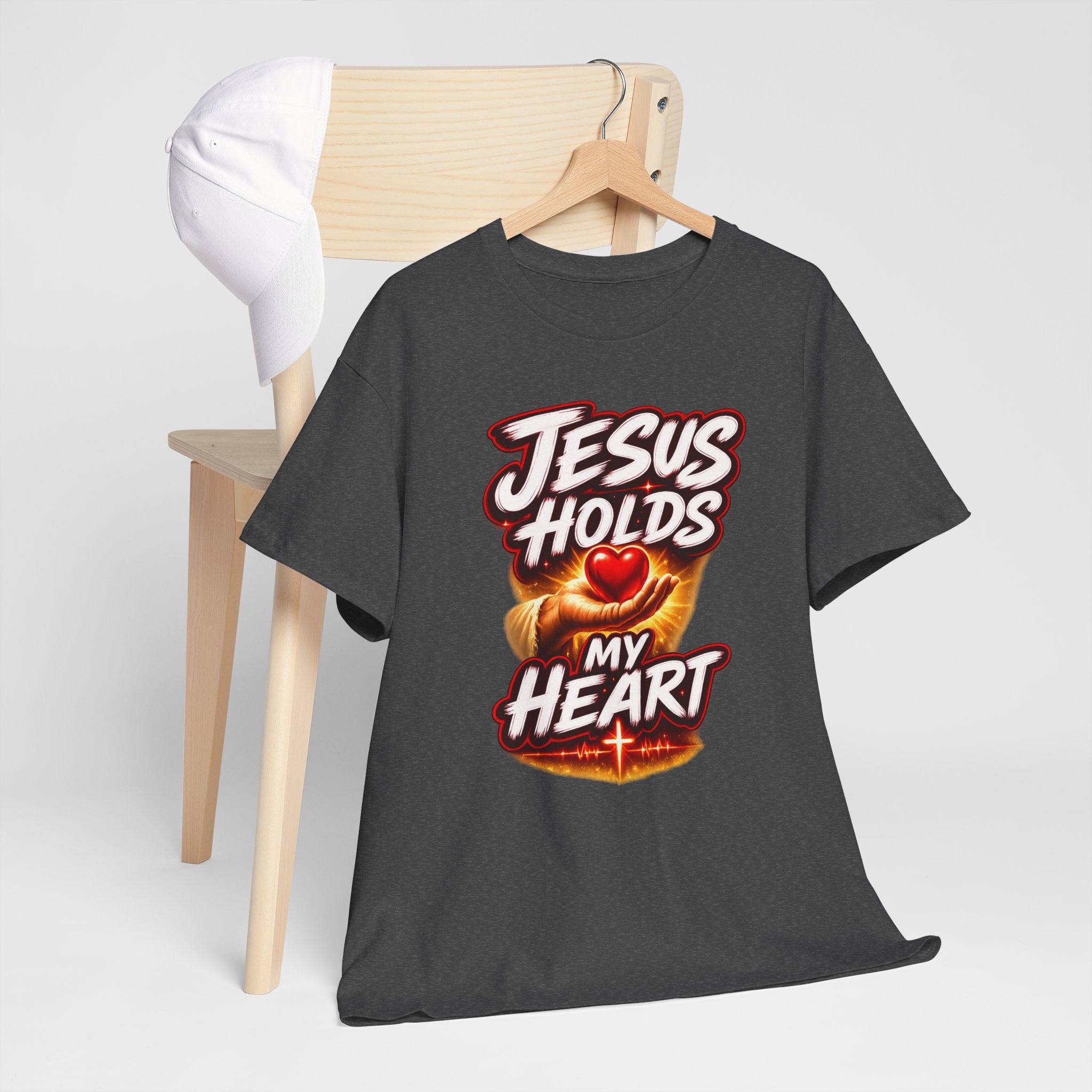 Jesus Holds My Heart Tee — Crimson Mercy Edition - Image 3