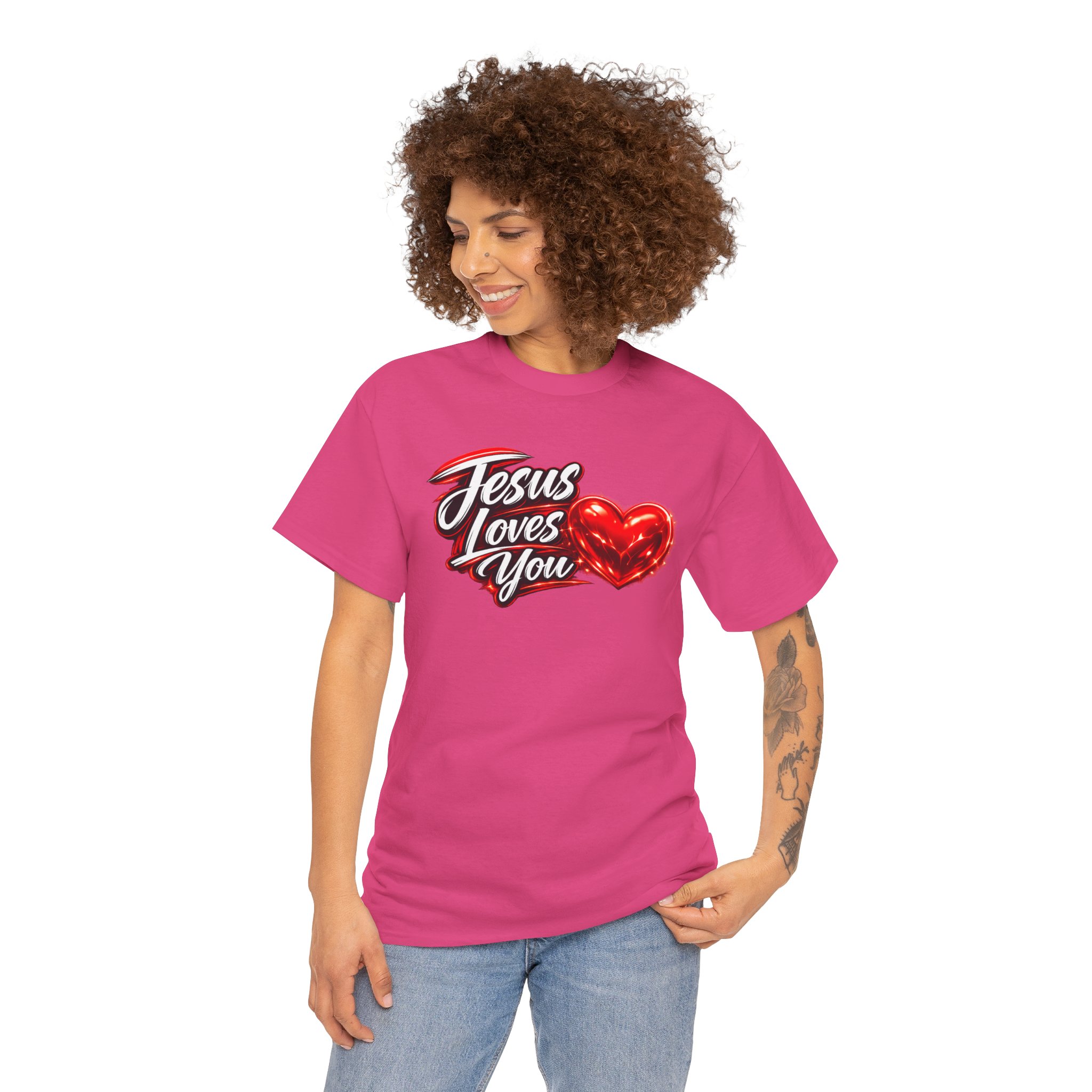 Jesus Loves You — Heart Design Tee - Image 64