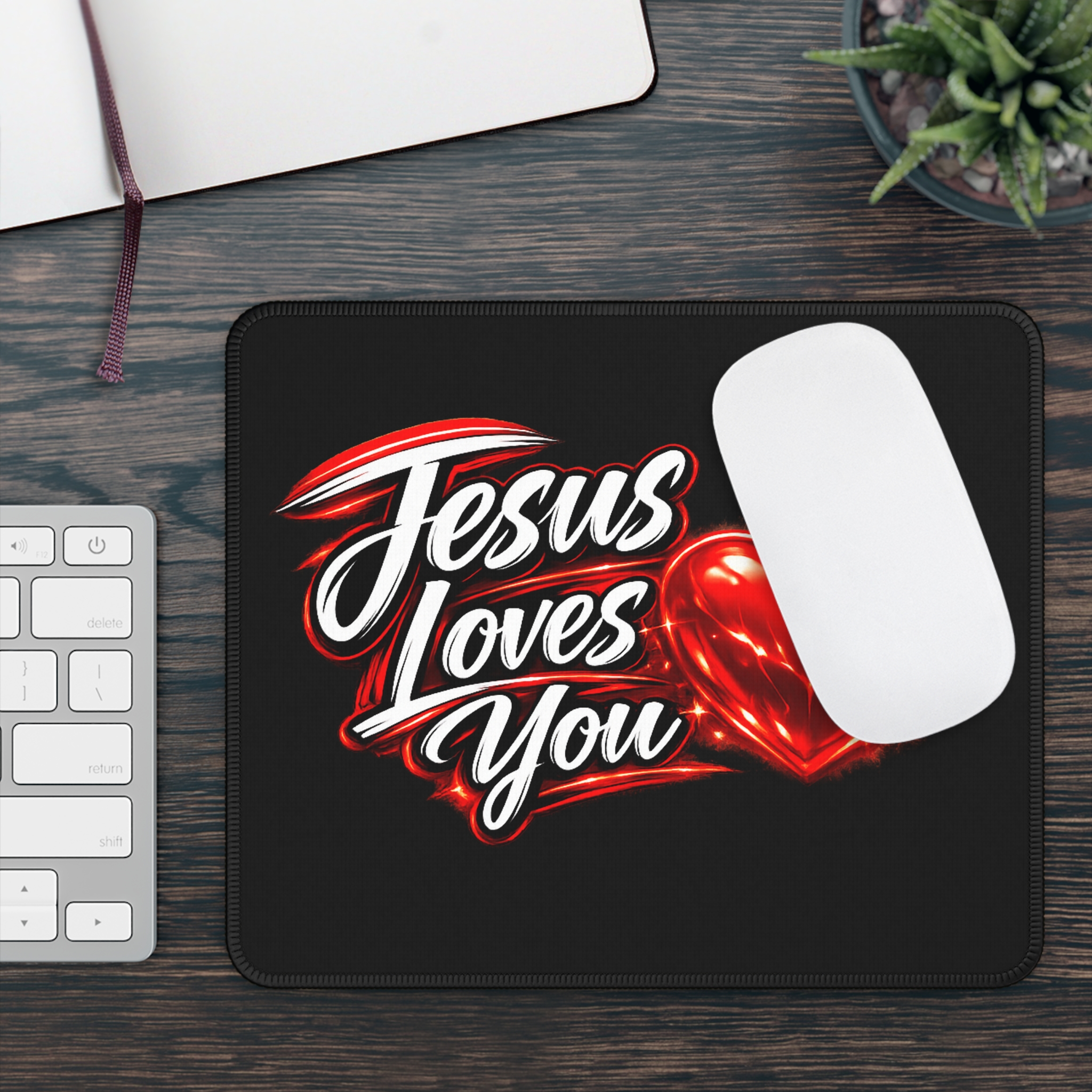 Jesus Loves You — Radiant Mercy Mouse Pad - Image 3