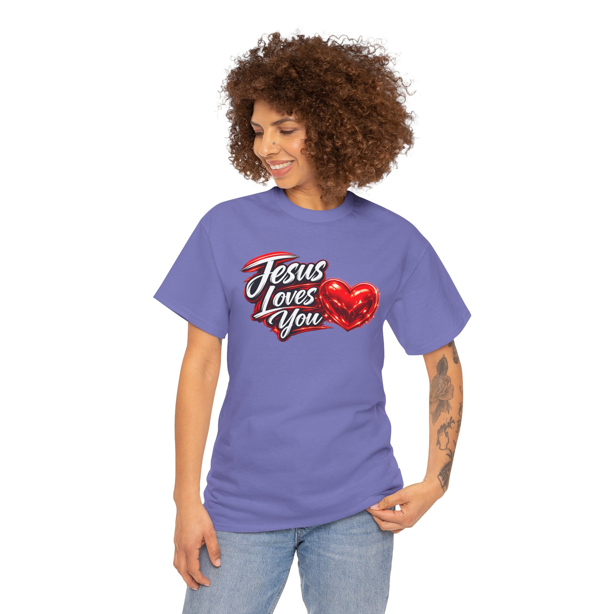 Jesus Loves You — Heart Design Tee - Image 52