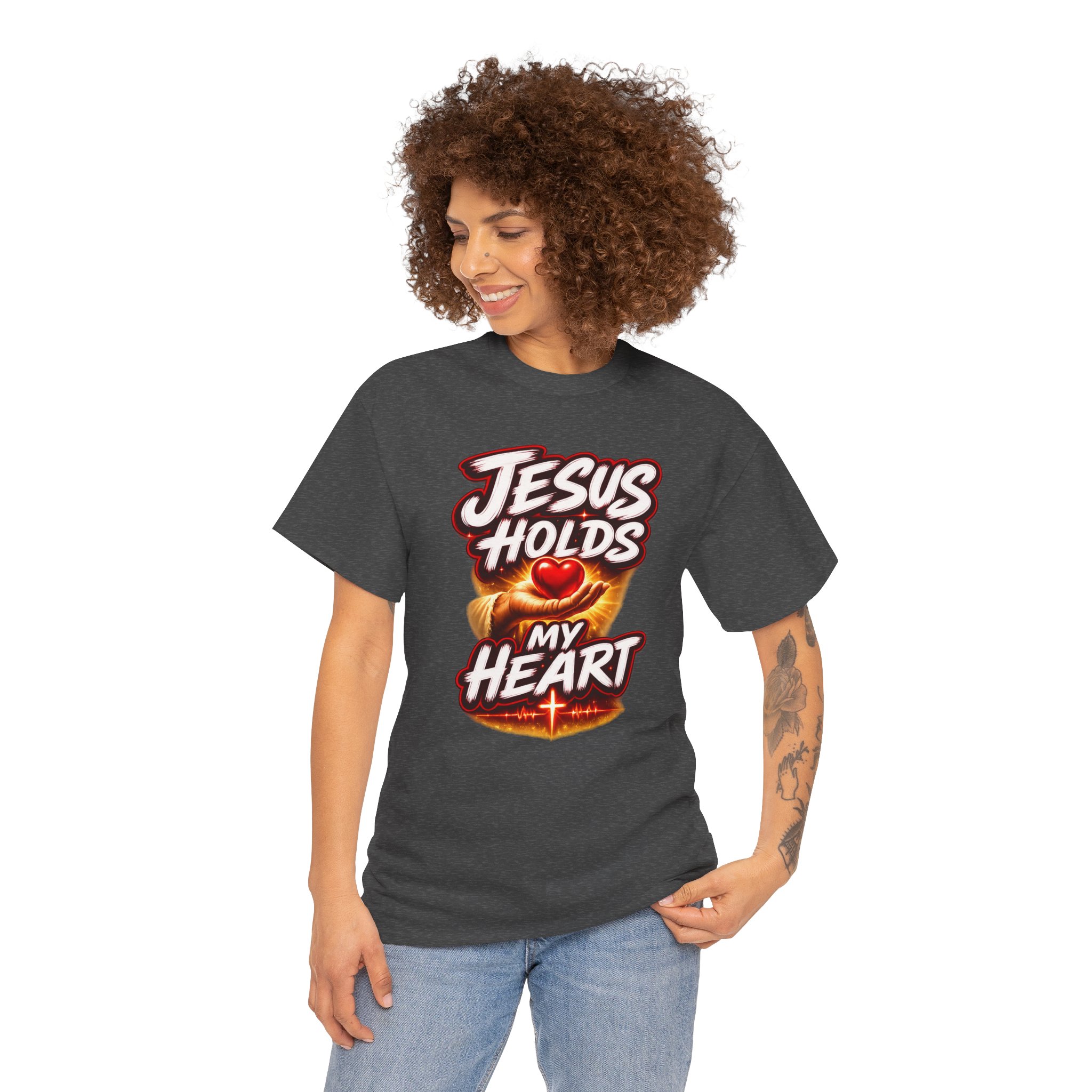 Jesus Holds My Heart Tee — Crimson Mercy Edition - Image 4