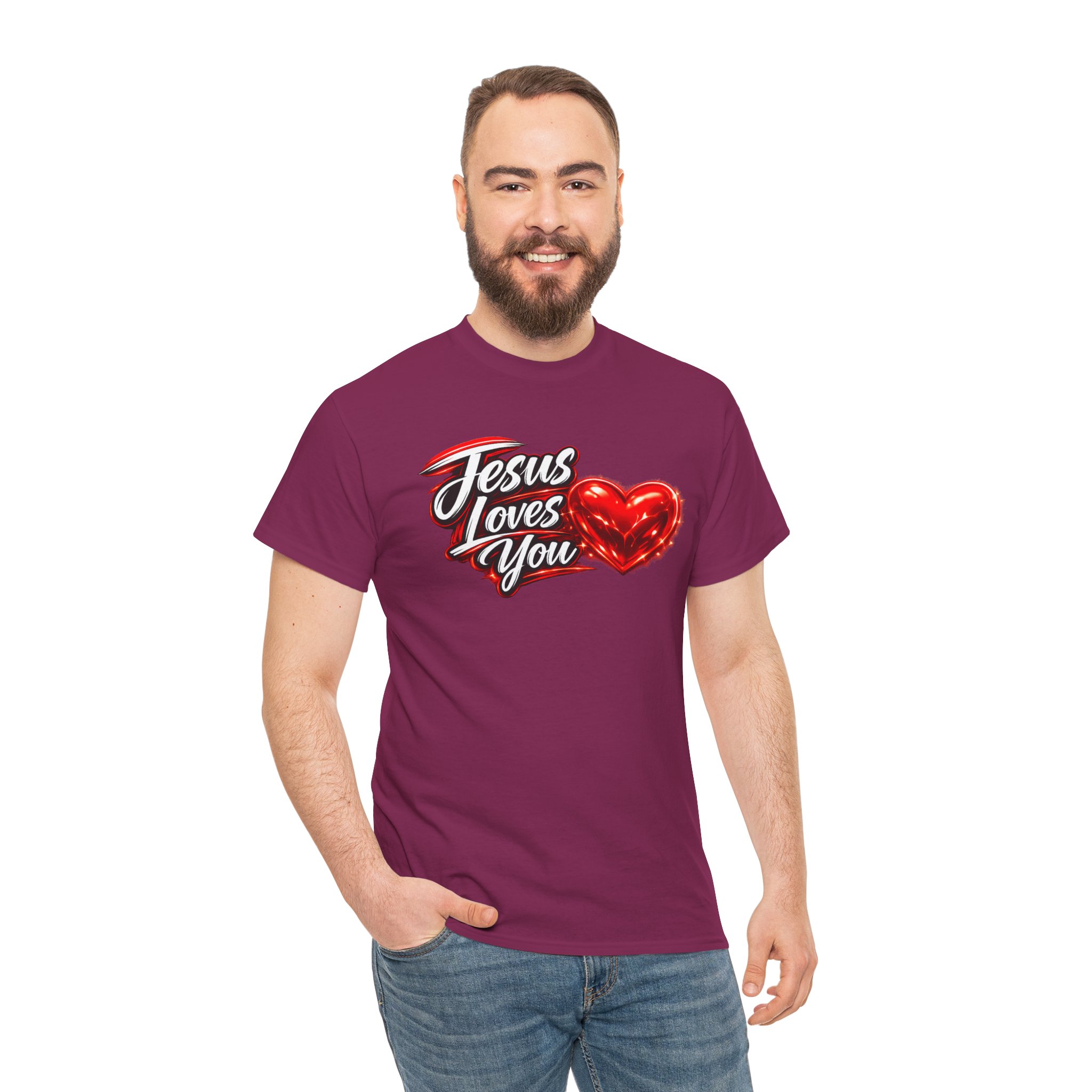 Jesus Loves You — Heart Design Tee - Image 83
