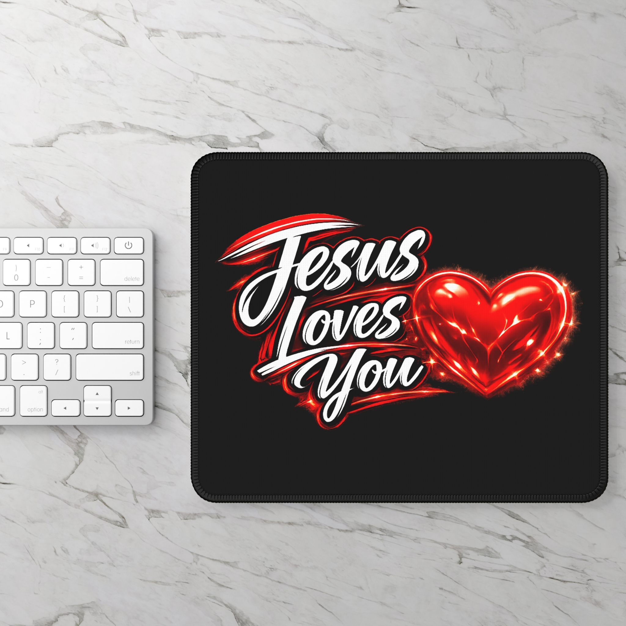 Jesus Loves You — Radiant Mercy Mouse Pad - Image 2