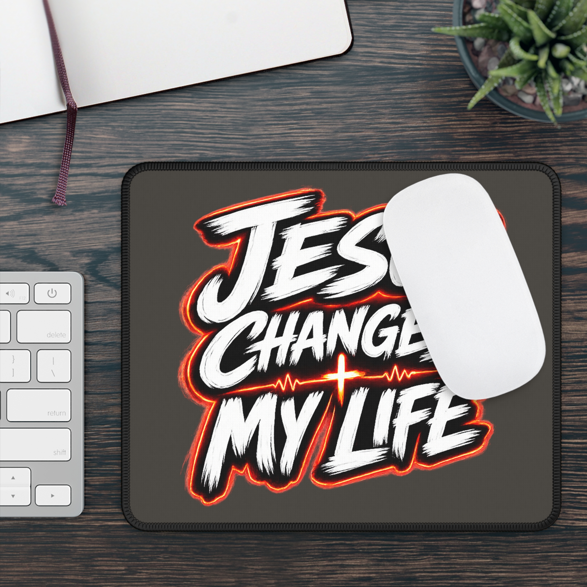 Jesus Changed My Life — Testimony Flame Mouse Pad - Image 3