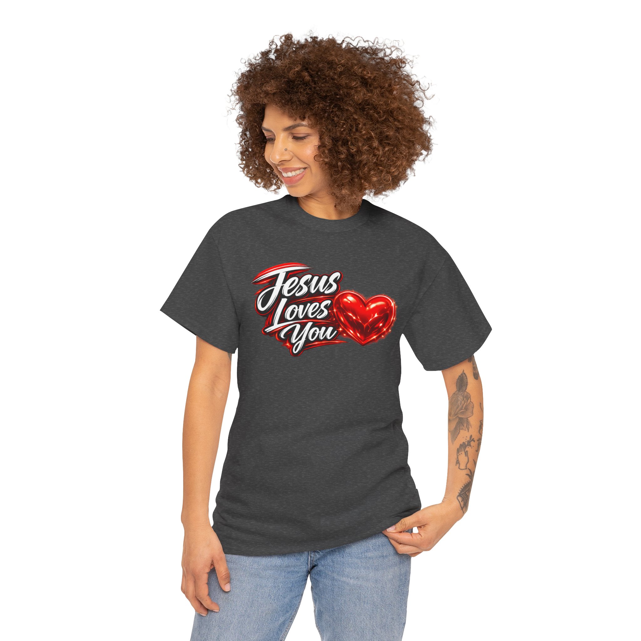 Jesus Loves You — Heart Design Tee - Image 40