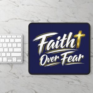 Faith Over Fear — Golden Courage Mouse Pad