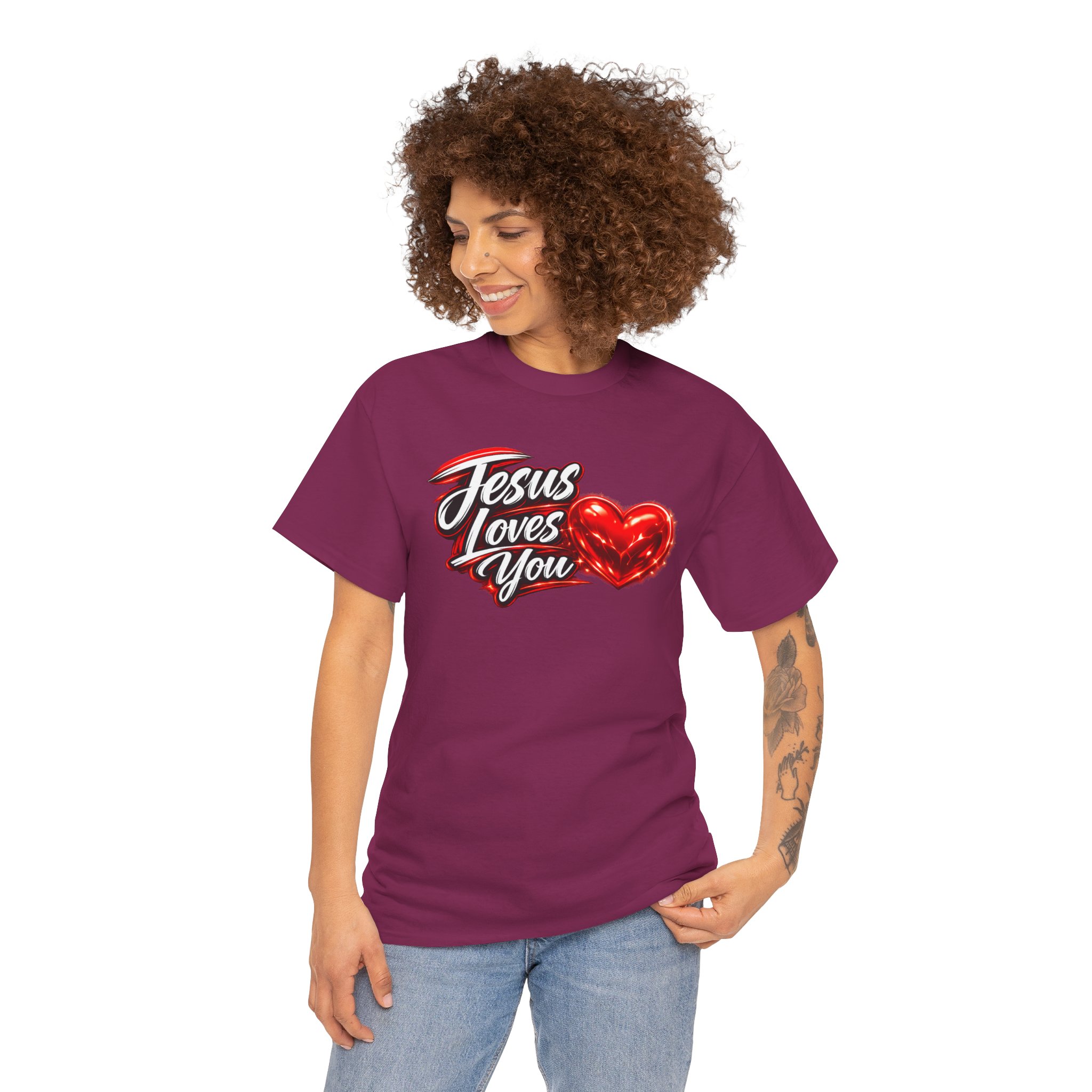Jesus Loves You — Heart Design Tee - Image 82