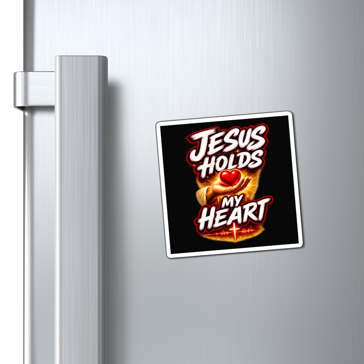 Jesus Holds My Heart Magnet — Crimson Mercy Reminder - Image 2