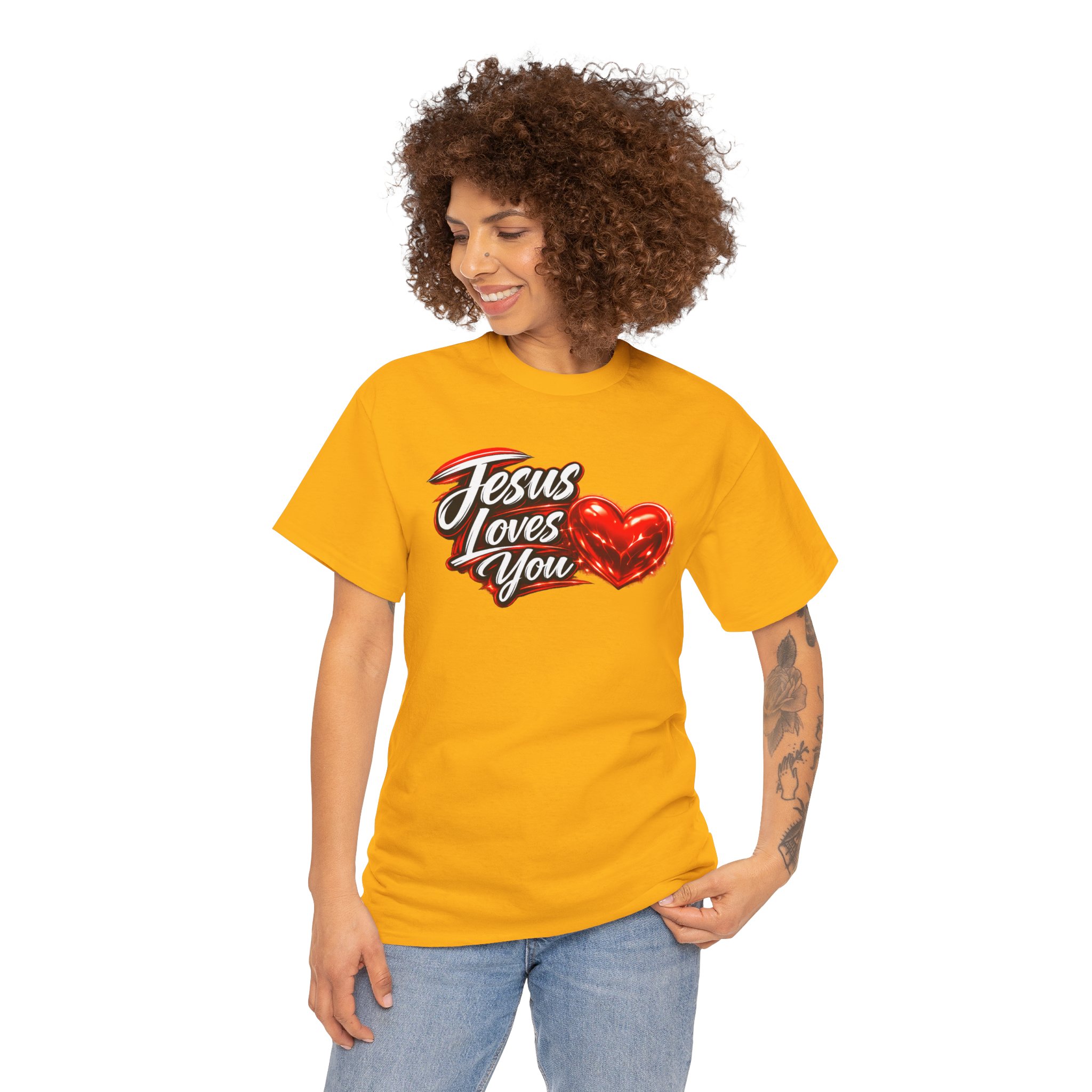 Jesus Loves You — Heart Design Tee - Image 4