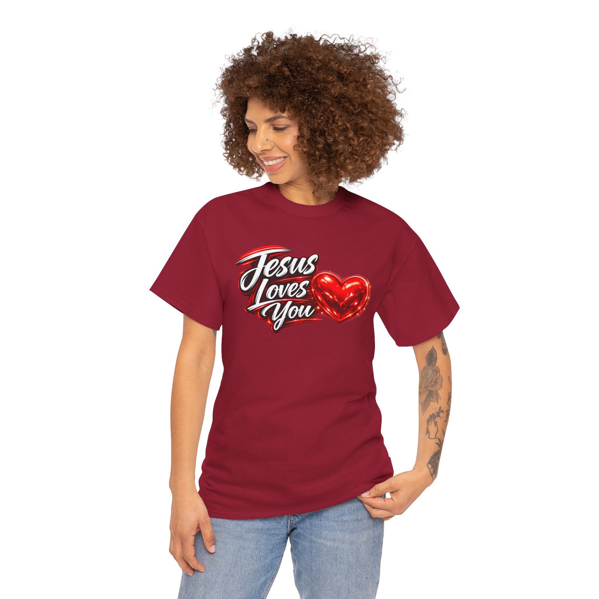 Jesus Loves You — Heart Design Tee - Image 70