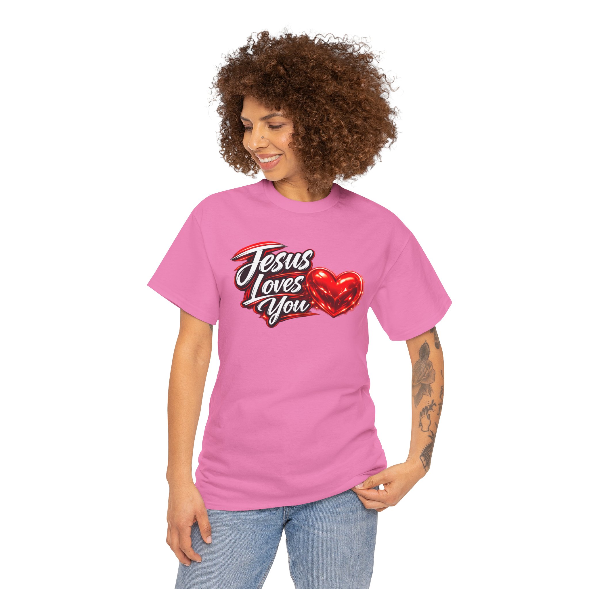 Jesus Loves You — Heart Design Tee - Image 76