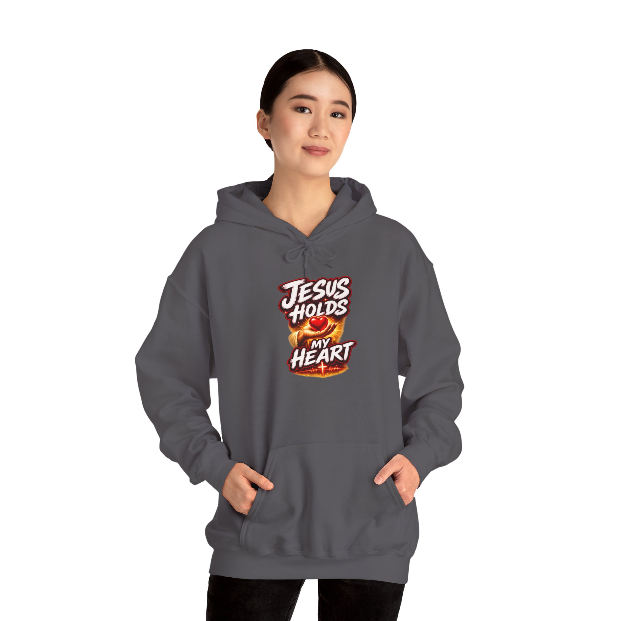 Jesus Holds My Heart – Crimson Mercy Hoodie - Image 5