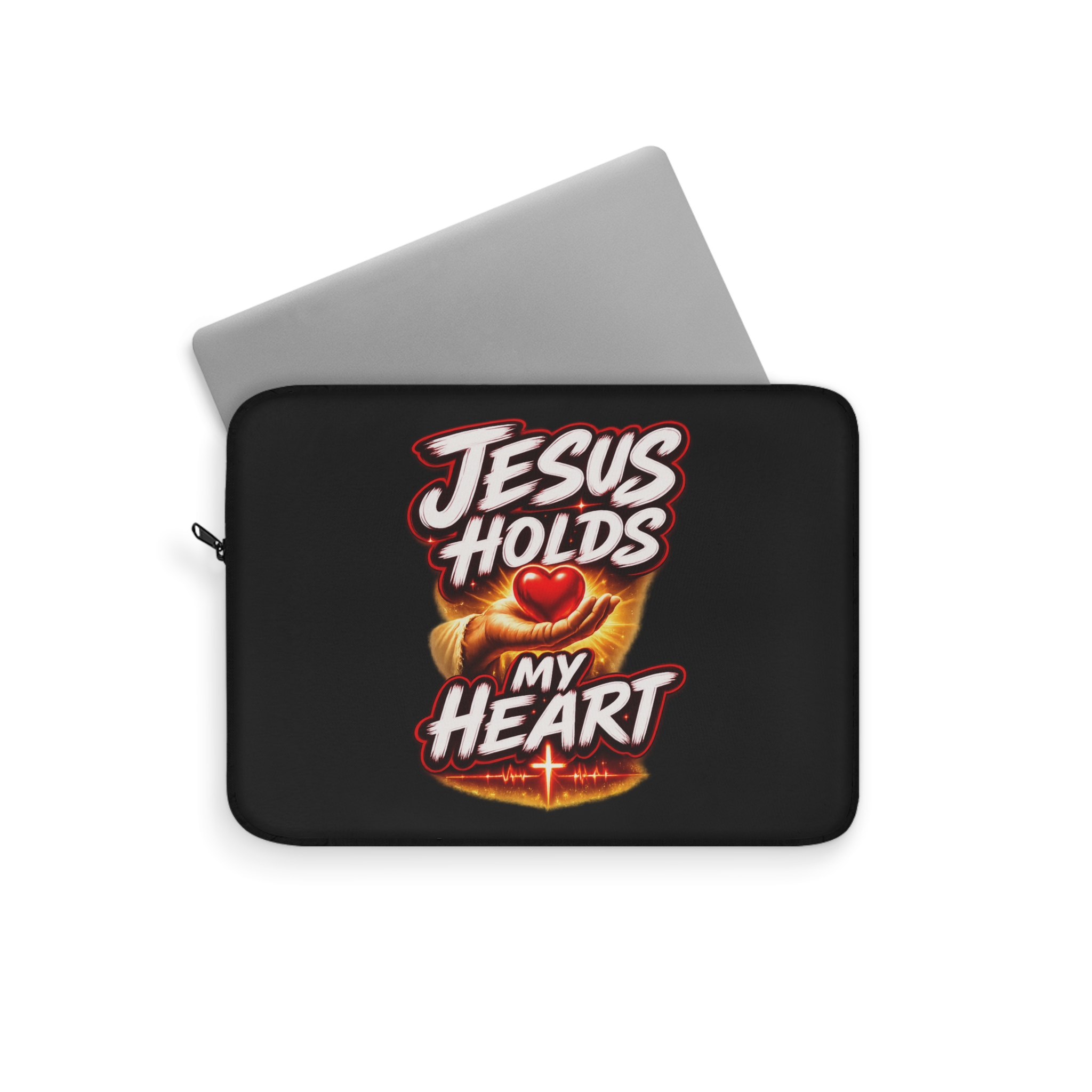 Jesus Holds My Heart – Crimson Mercy Laptop Sleeve - Image 5