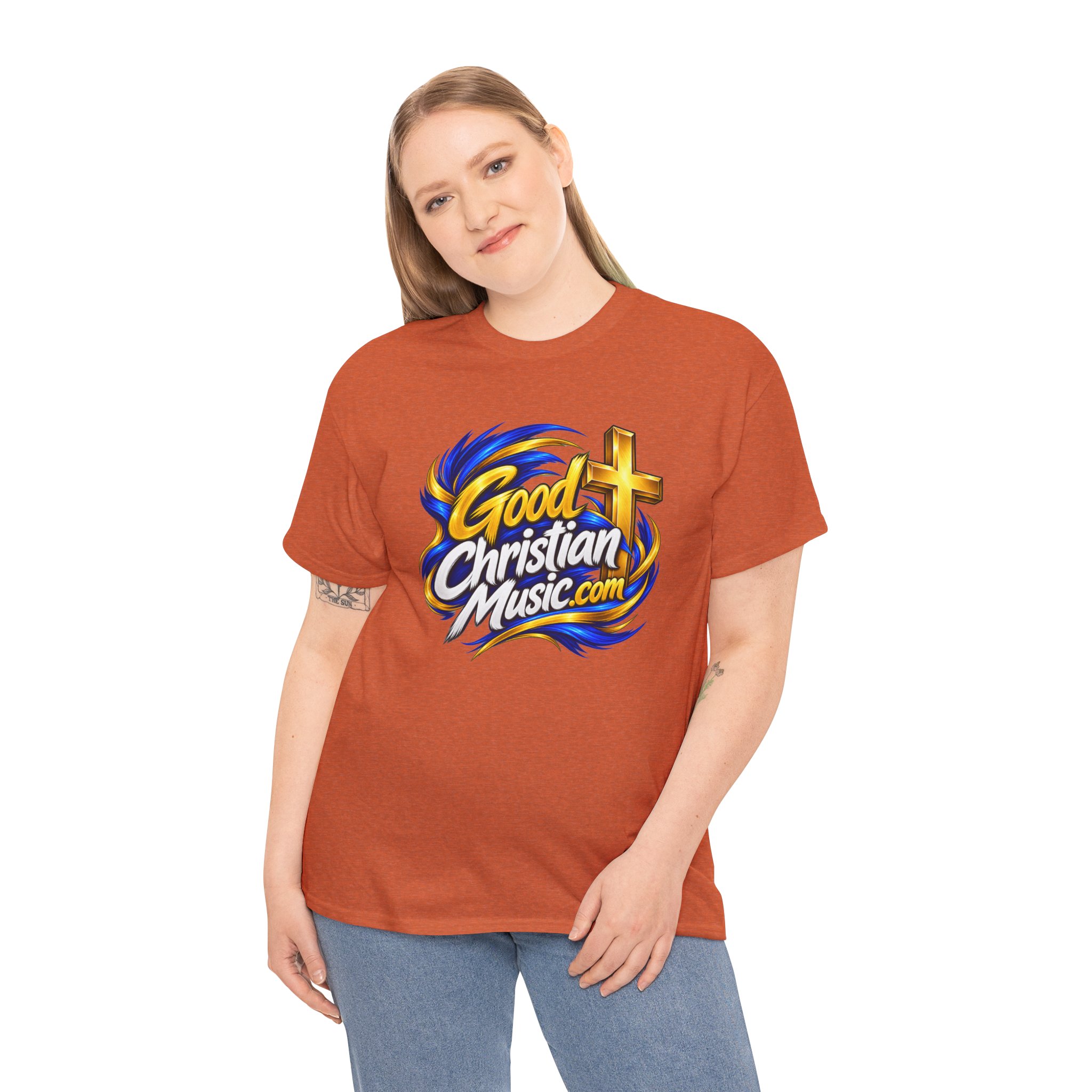 GoodChristianMusic.com Unisex Heavy Cotton Tee, - Image 8